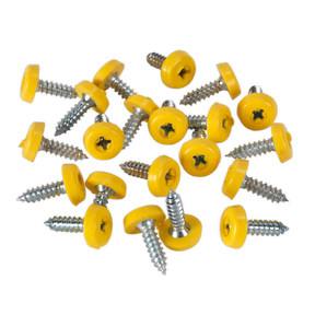 Sealey PTNP2 Numberplate Screw with Plastic Enclosed Head 4.8 x 18mm, Yellow - Pack of 50
