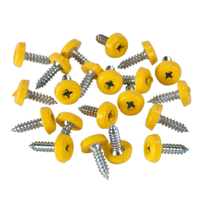 Sealey PTNP2 Numberplate Screw with Plastic Enclosed Head 4.8 x 18mm, Yellow - Pack of 50