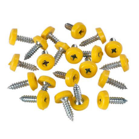 Sealey PTNP2 Numberplate Screw with Plastic Enclosed Head 4.8 x 18mm, Yellow - Pack of 50