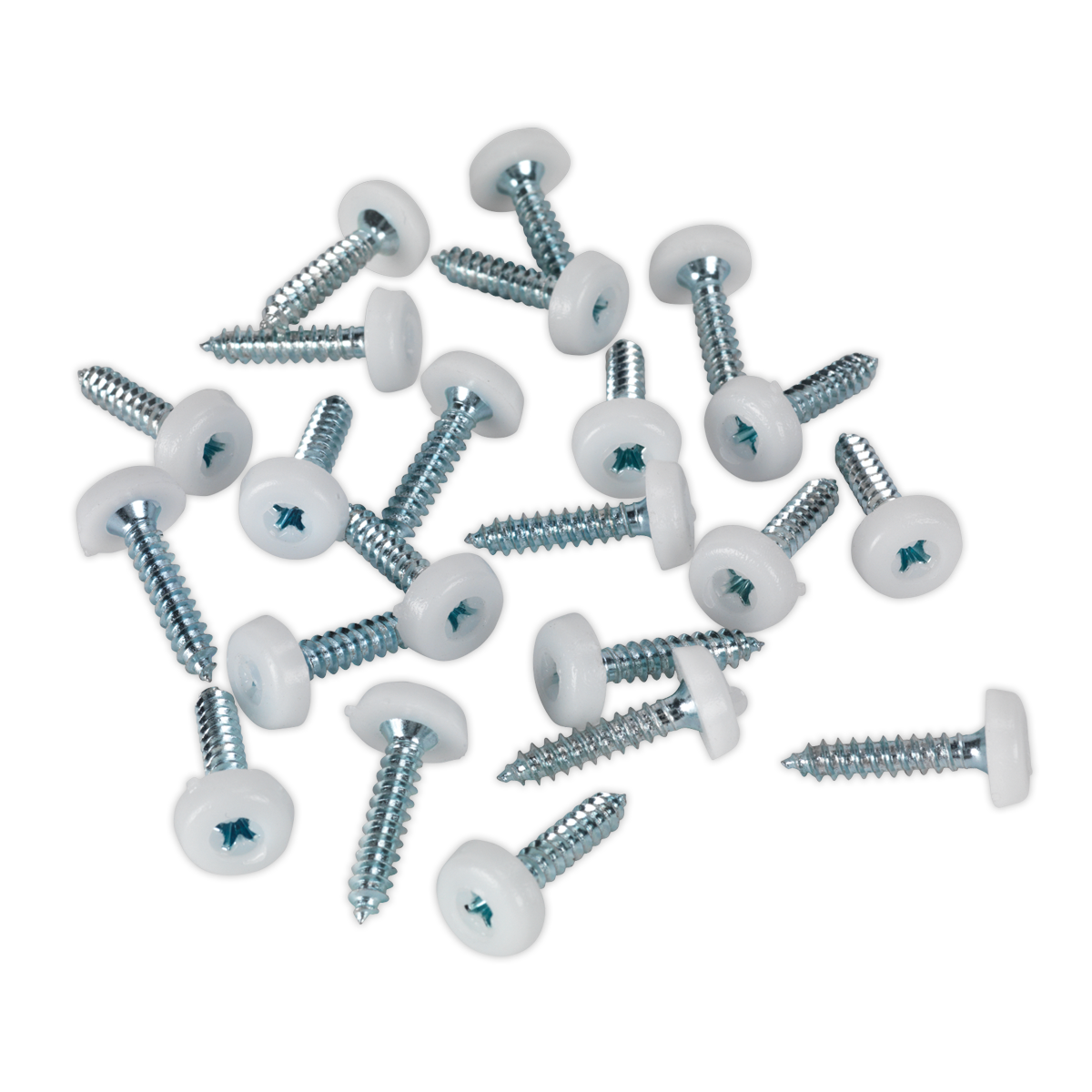 Sealey PTNP5 Numberplate Screw with Plastic Enclosed Head 4.8 x 24mm, White - Pack of 50