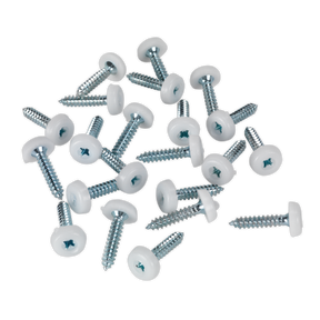 Sealey PTNP5 Numberplate Screw with Plastic Enclosed Head 4.8 x 24mm, White - Pack of 50