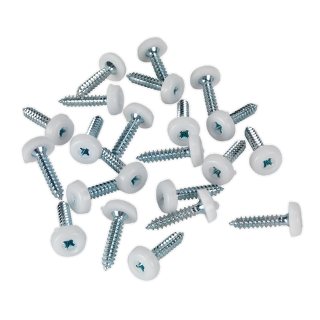 Sealey PTNP5 Numberplate Screw with Plastic Enclosed Head 4.8 x 24mm, White - Pack of 50