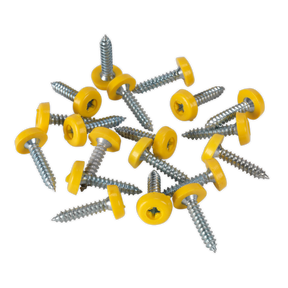 Sealey PTNP6 Numberplate Screw with Plastic Enclosed Head 4.8 x 24mm, Yellow - Pack of 50