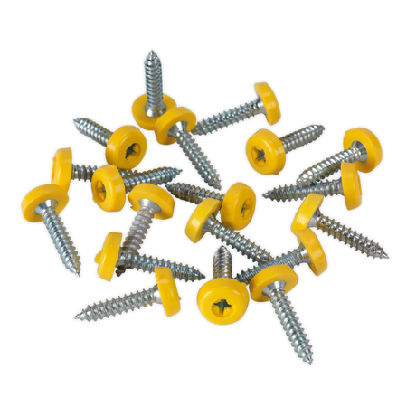 Sealey PTNP6 Numberplate Screw with Plastic Enclosed Head 4.8 x 24mm, Yellow - Pack of 50