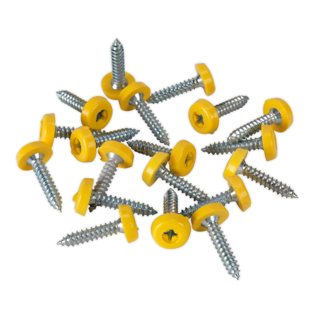 Sealey PTNP6 Numberplate Screw with Plastic Enclosed Head 4.8 x 24mm, Yellow - Pack of 50