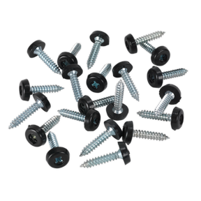 Sealey PTNP7 Numberplate Screw with Plastic Enclosed Head 4.8 x 24mm, Black - Pack of 50