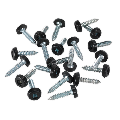 Sealey PTNP7 Numberplate Screw with Plastic Enclosed Head 4.8 x 24mm, Black - Pack of 50