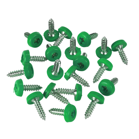 Sealey PTNPG Numberplate Screws 4.8 x 18mm, Green - Pack of 50