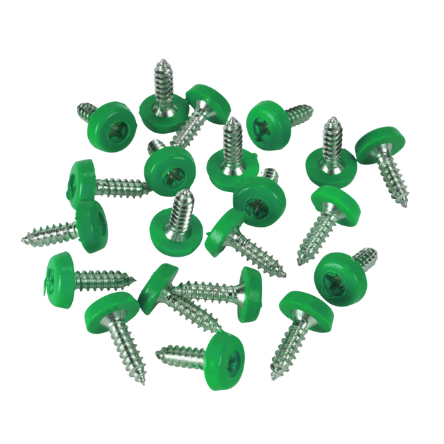 Sealey PTNPG Numberplate Screws 4.8 x 18mm, Green - Pack of 50