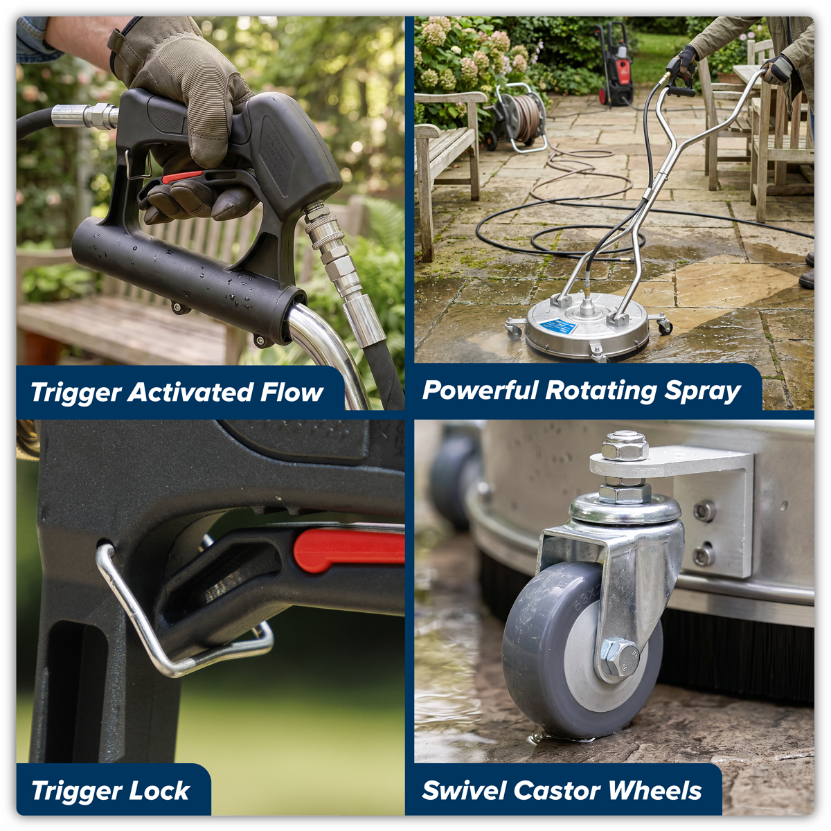 Sealey PWAK18 18" Surface Cleaner with Dual Handle & Rotating Spray Bar - Stainless Steel - additional view 2