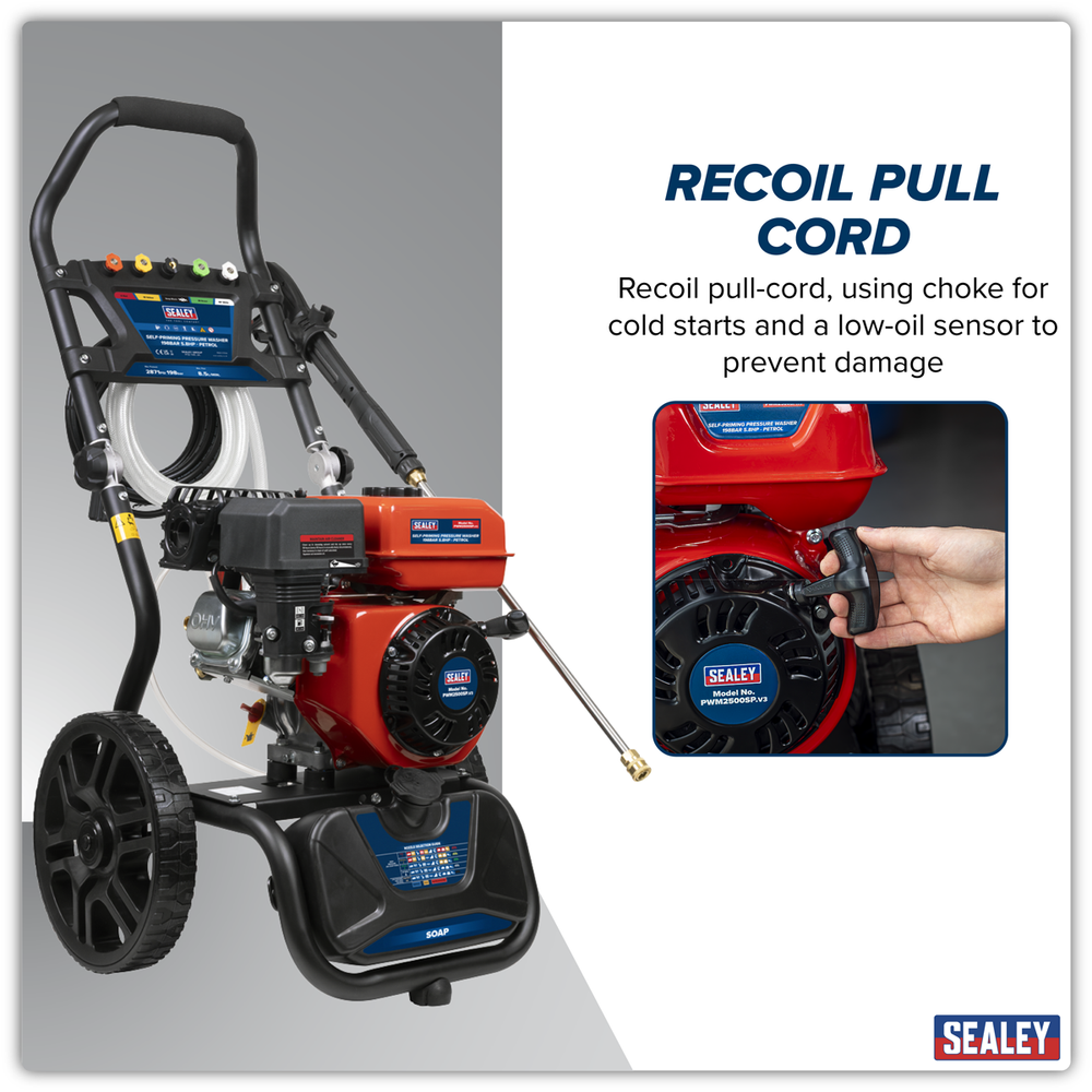 Sealey PWM2500SP Pressure Washer 198bar 513L/hr Self-Priming 5.8hp Petrol - additional view 7