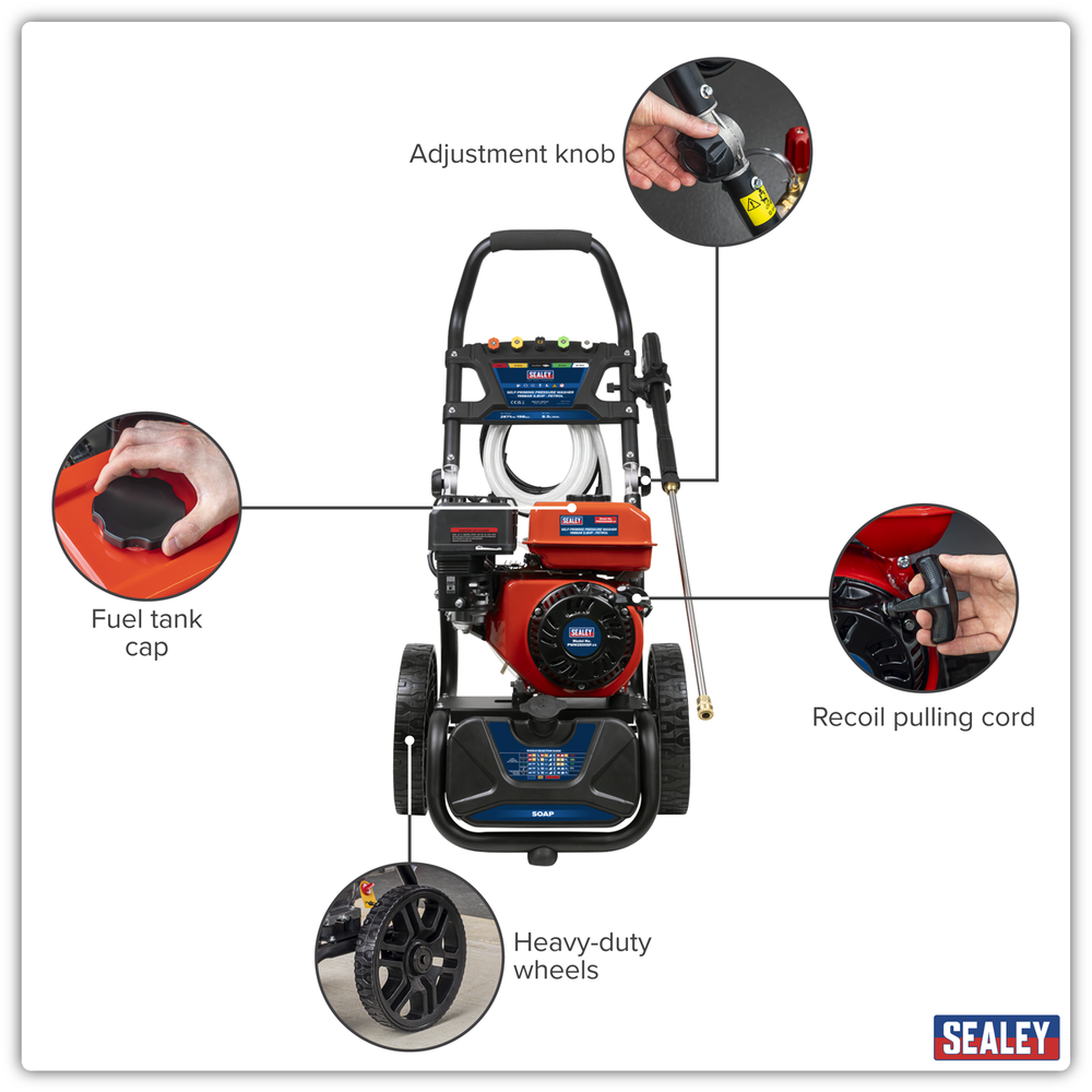 Sealey PWM2500SP Pressure Washer 198bar 513L/hr Self-Priming 5.8hp Petrol - additional view 10
