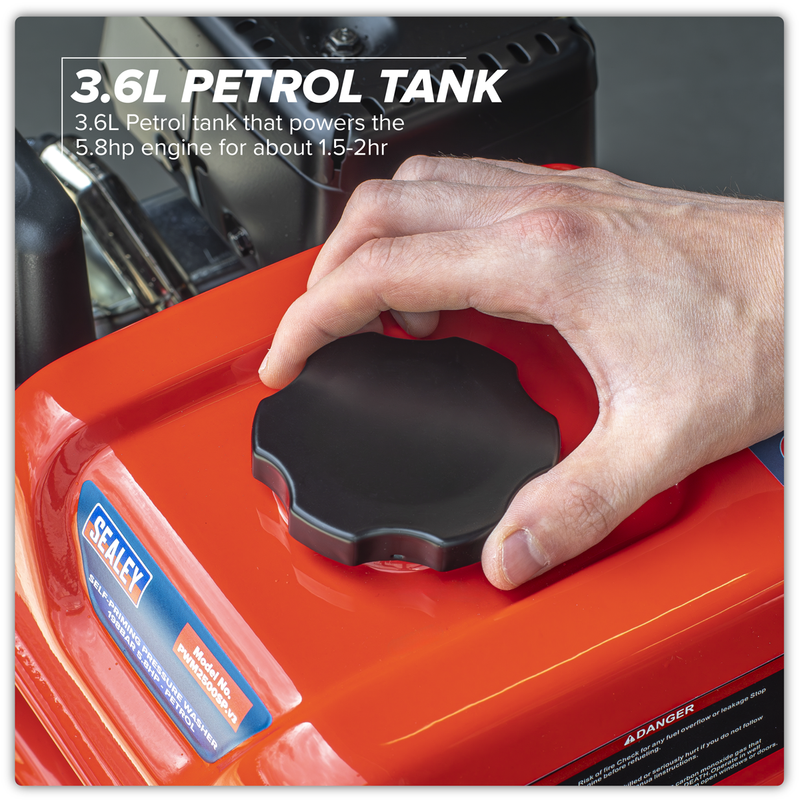 Sealey PWM2500SP Pressure Washer 198bar 513L/hr Self-Priming 5.8hp Petrol - additional view 8