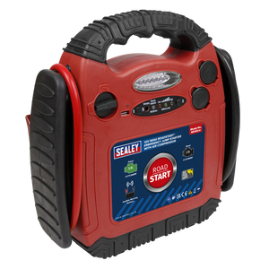 Sealey RS132 RoadStart® 12V Emergency Jump Starter with Air Compressor 900 Peak Amps
