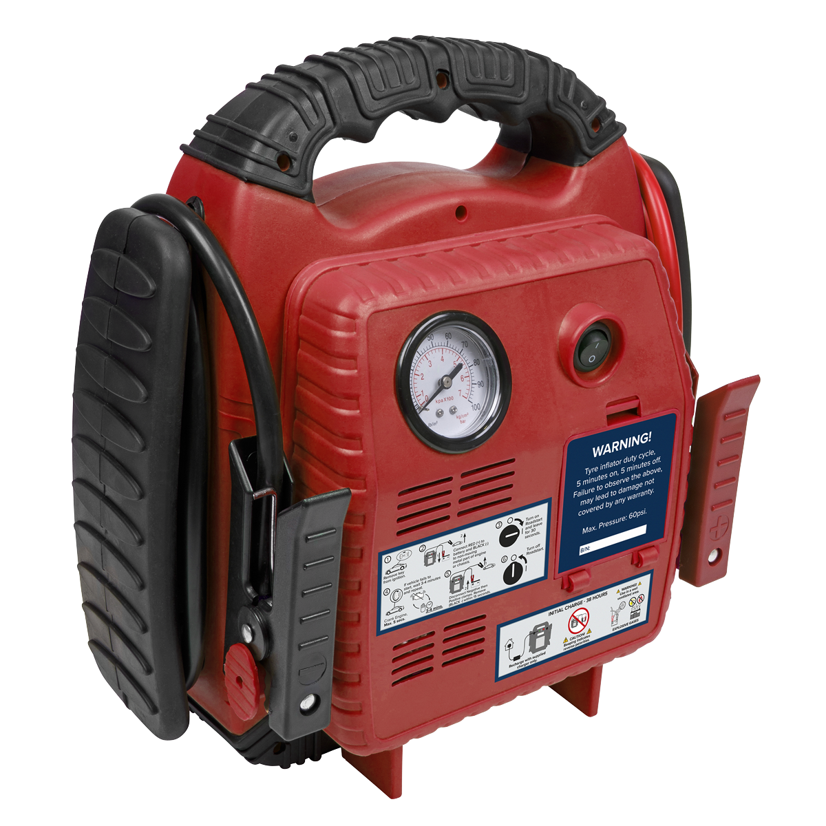 Sealey RS132 RoadStart® 12V Emergency Jump Starter with Air Compressor 900 Peak Amps - additional view 3