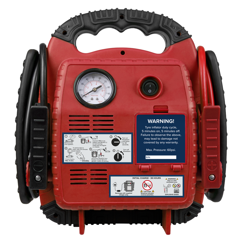 Sealey RS132 RoadStart® 12V Emergency Jump Starter with Air Compressor 900 Peak Amps - additional view 8