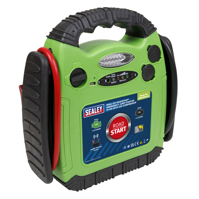 Sealey RS1322HV RoadStart® 12V Emergency Jump Starter with Air Compressor 900 Peak Amps