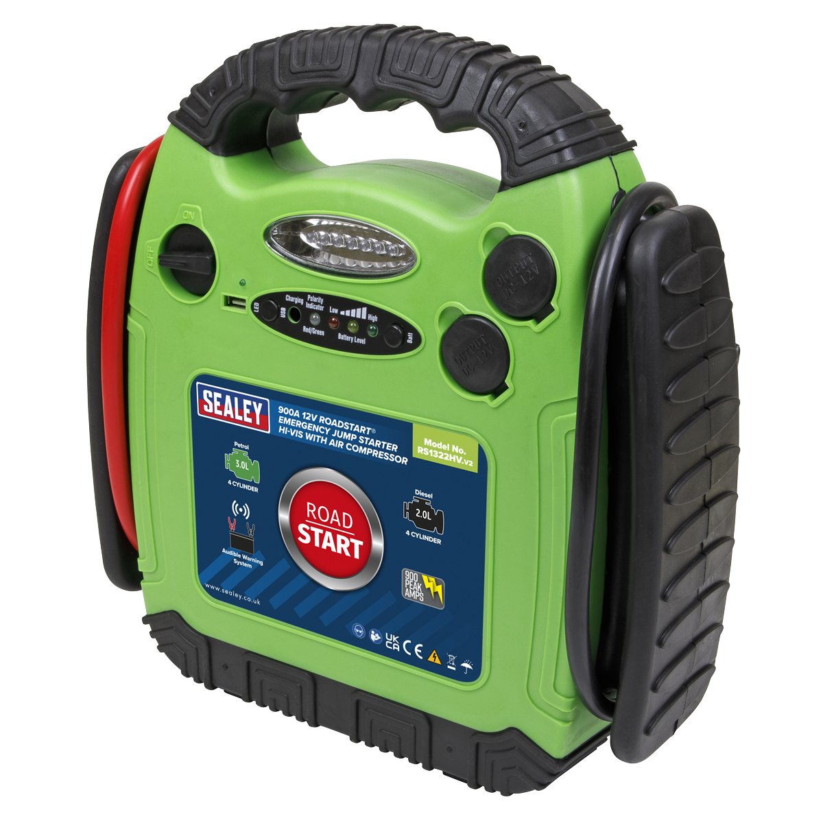 Sealey RS1322HV RoadStart® 12V Emergency Jump Starter with Air Compressor 900 Peak Amps - additional view 2