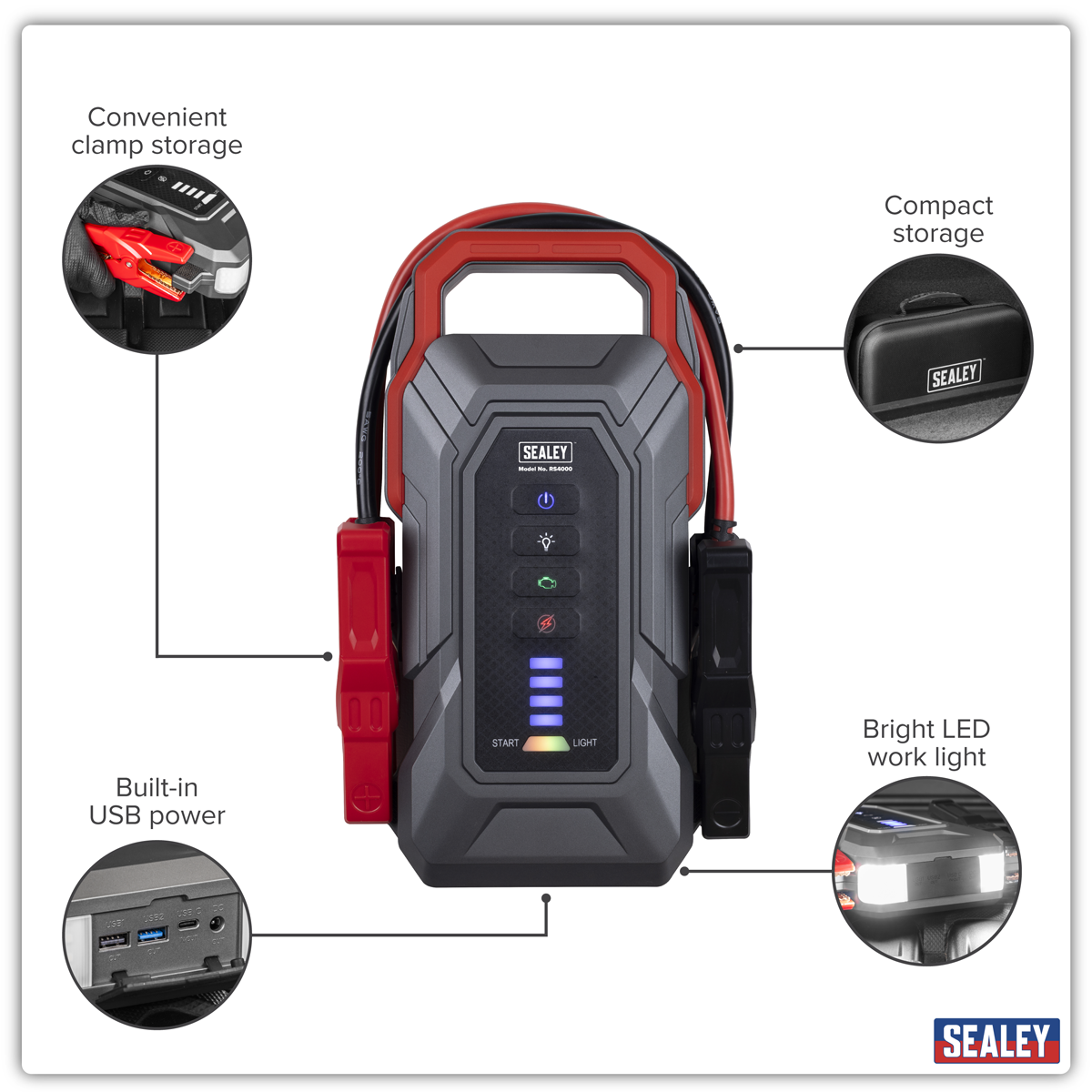 Sealey RS4000 RoadStart® 12V Jump Starter Power Pack 4000A - additional view 17
