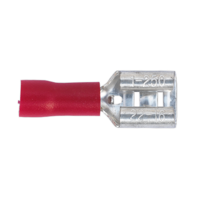 Sealey RT21 Push-On Female Terminal 6.3mm, Red - Pack of 100