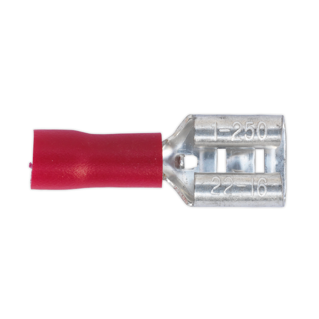 Sealey RT21 Push-On Female Terminal 6.3mm, Red - Pack of 100