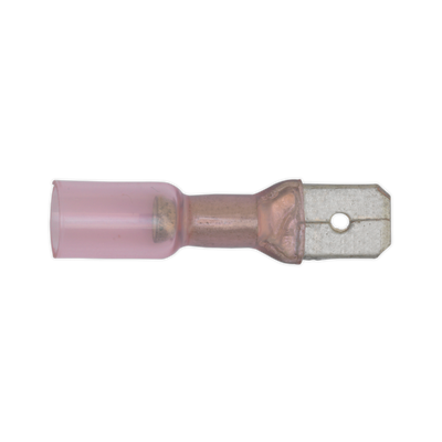 Sealey RTSPM25 Heat Shrink Push-On Male Terminal 6.3mm, Red - Pack of 25
