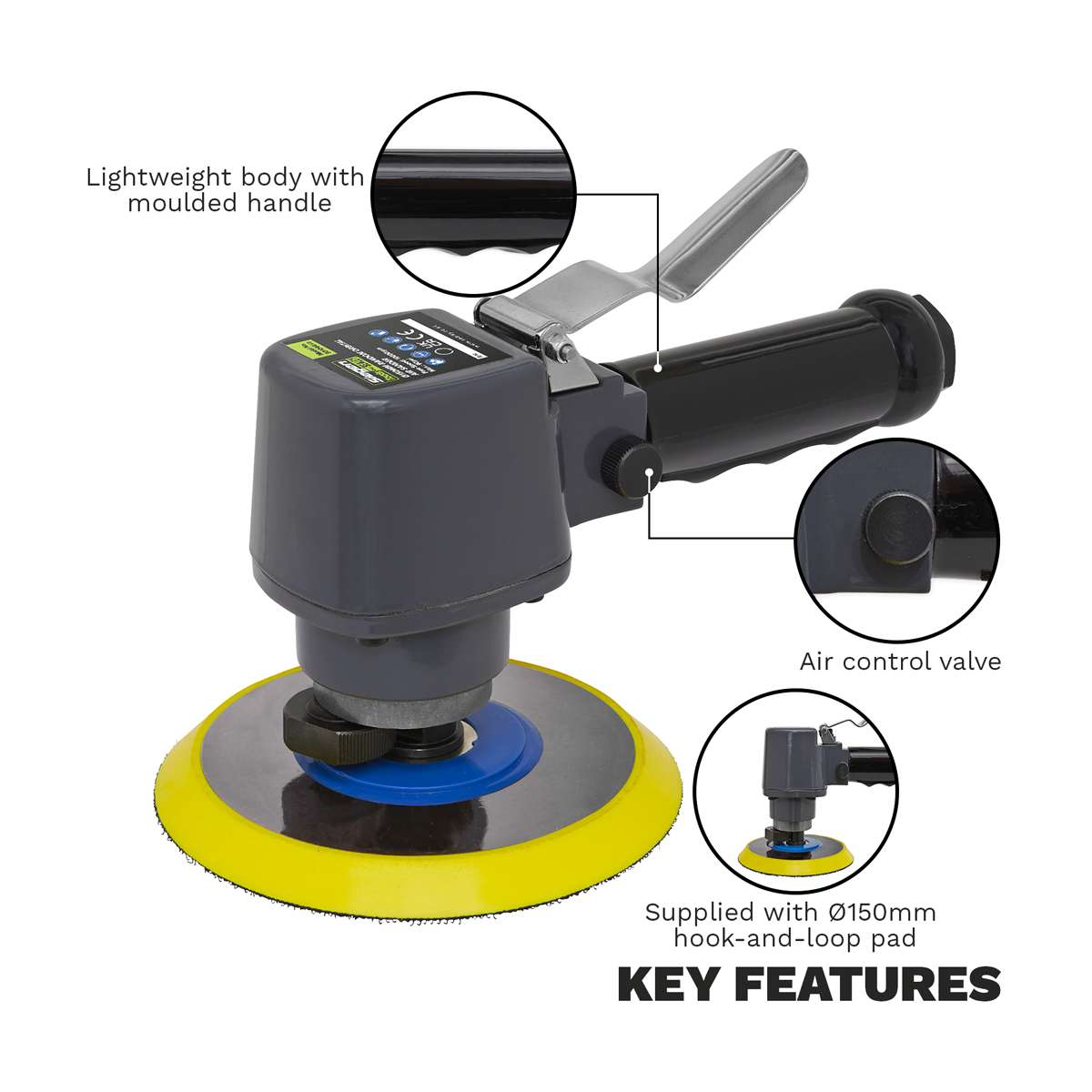 Sealey S01044 Siegen Air Random Orbital Sander 150mm - additional view 4