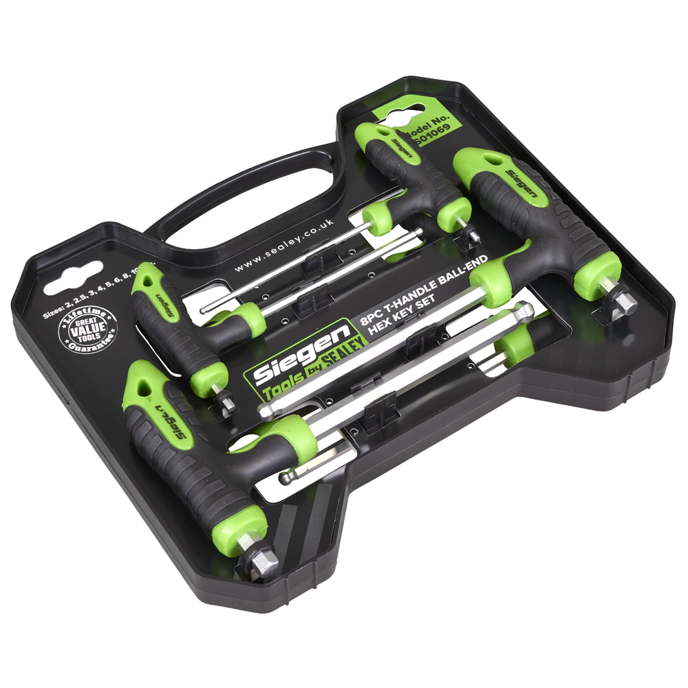 Sealey S01069 Siegen T-Handle Ball-End Hex Key Set 8pc - additional view 3