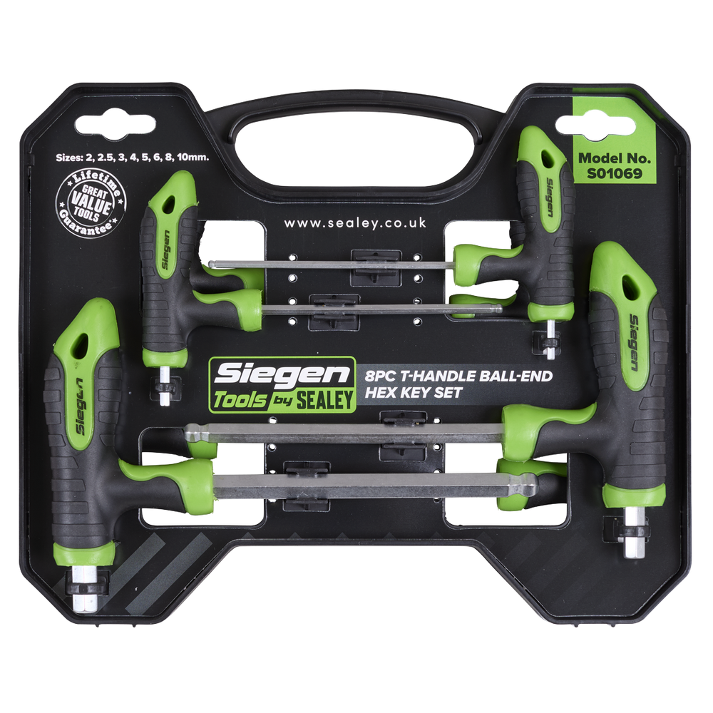 Sealey S01069 Siegen T-Handle Ball-End Hex Key Set 8pc - additional view 7