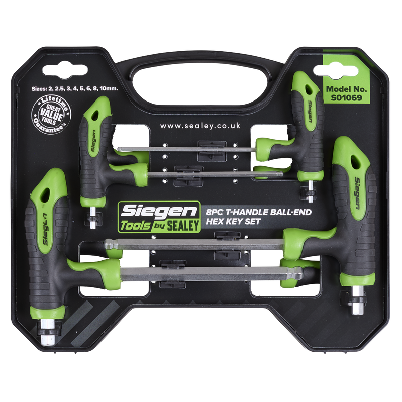 Sealey S01069 Siegen T-Handle Ball-End Hex Key Set 8pc - additional view 7