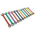 Sealey S01075 Siegen Multi-Coloured Combination Ratchet Spanner Set 12pc
