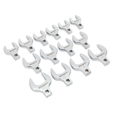 Sealey S01109 Siegen Crow's Foot Open End Spanner Set 1/2"Sq Drive 14pc