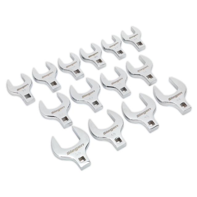 Sealey S01109 Siegen Crow's Foot Open End Spanner Set 1/2"Sq Drive 14pc