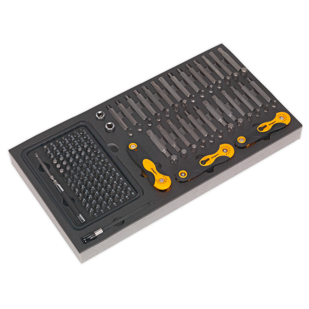 Sealey S01126 Siegen Specialised Bit Set & Folding Hex Keys with Tool Tray 192pc