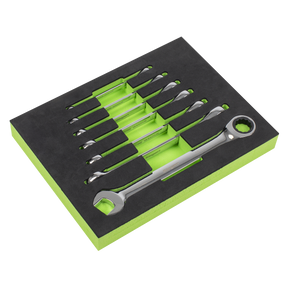 Sealey S01142 Siegen Combination Ratchet Spanner Set with Tool Tray 7pc