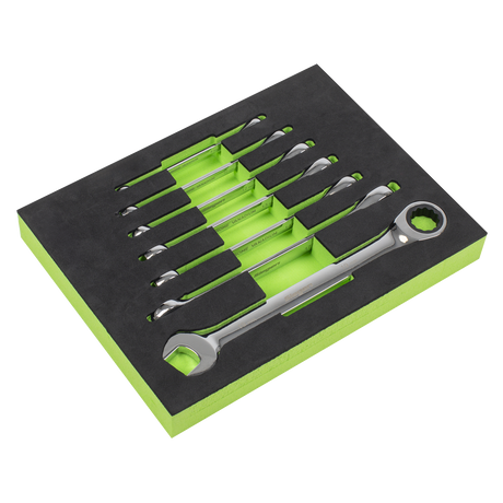 Sealey S01142 Siegen Combination Ratchet Spanner Set with Tool Tray 7pc