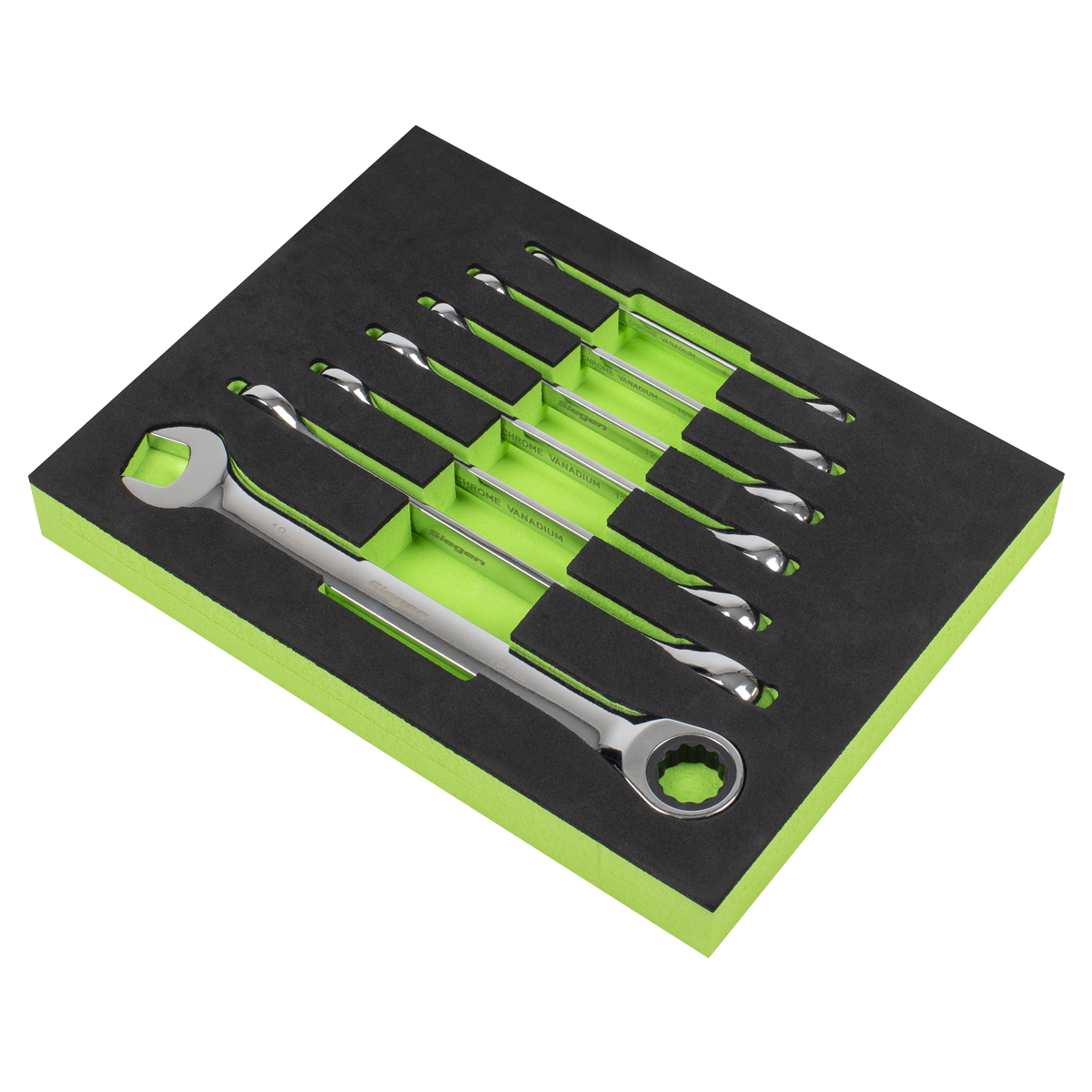 Sealey S01142 Siegen Combination Ratchet Spanner Set with Tool Tray 7pc - additional view 3