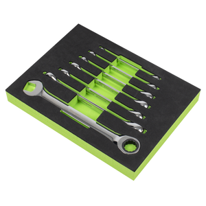 Sealey S01142 Siegen Combination Ratchet Spanner Set with Tool Tray 7pc - additional view 3