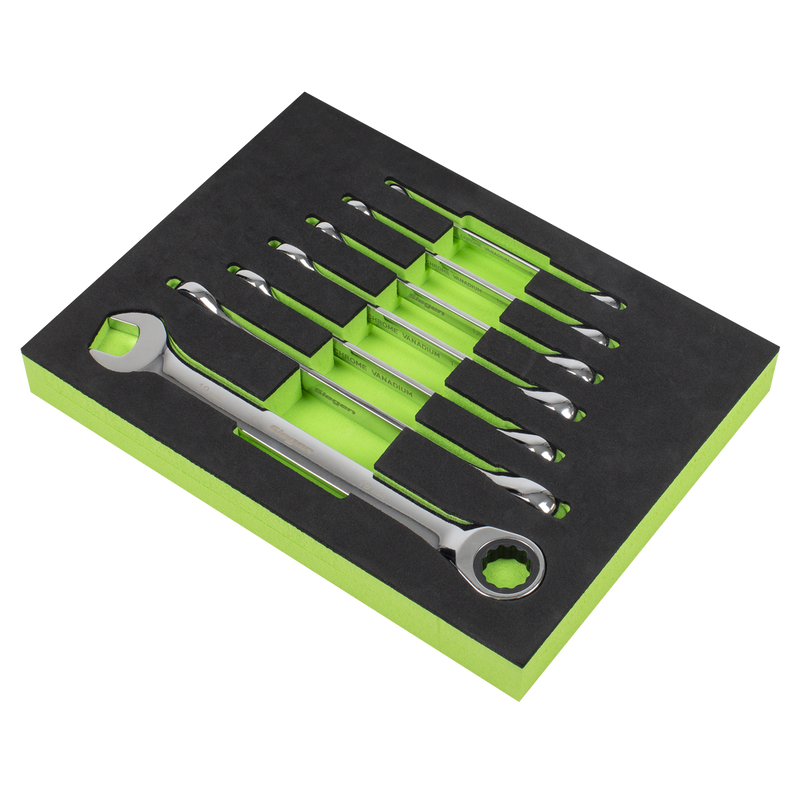 Sealey S01142 Siegen Combination Ratchet Spanner Set with Tool Tray 7pc - additional view 3