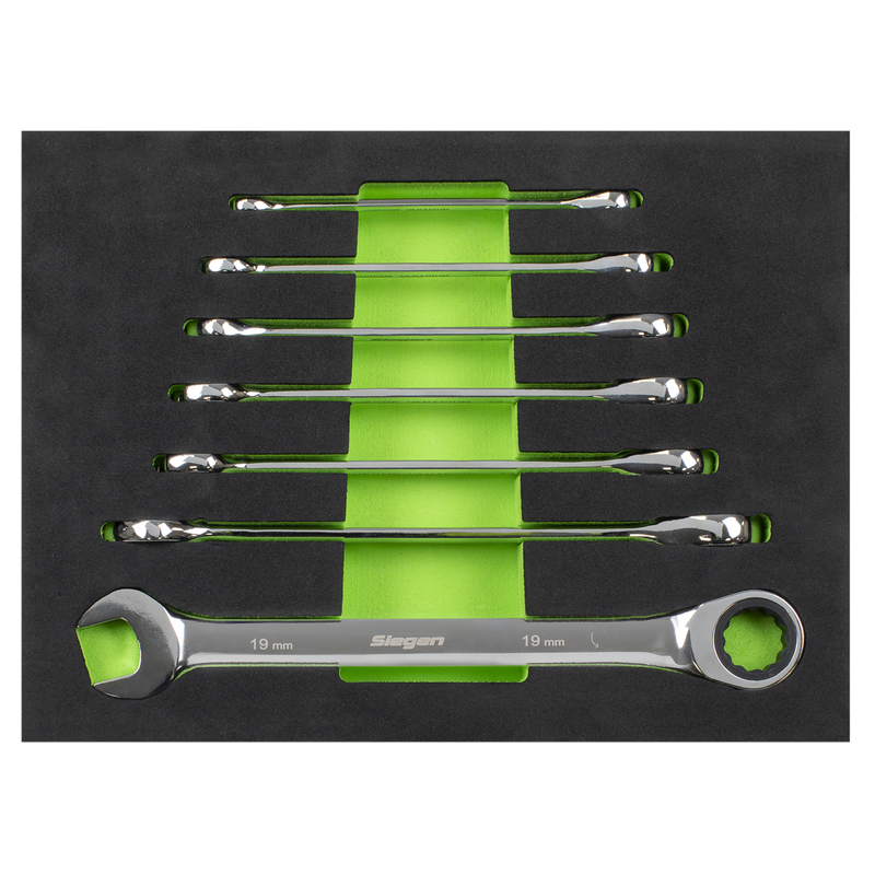 Sealey S01142 Siegen Combination Ratchet Spanner Set with Tool Tray 7pc - additional view 4