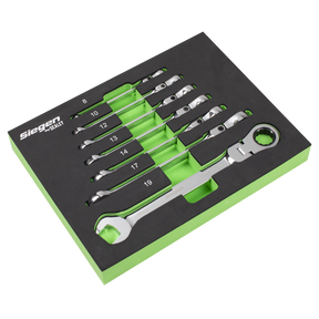 Sealey S01143 Flexi-Head Combination Ratchet Spanner Set 7pc
