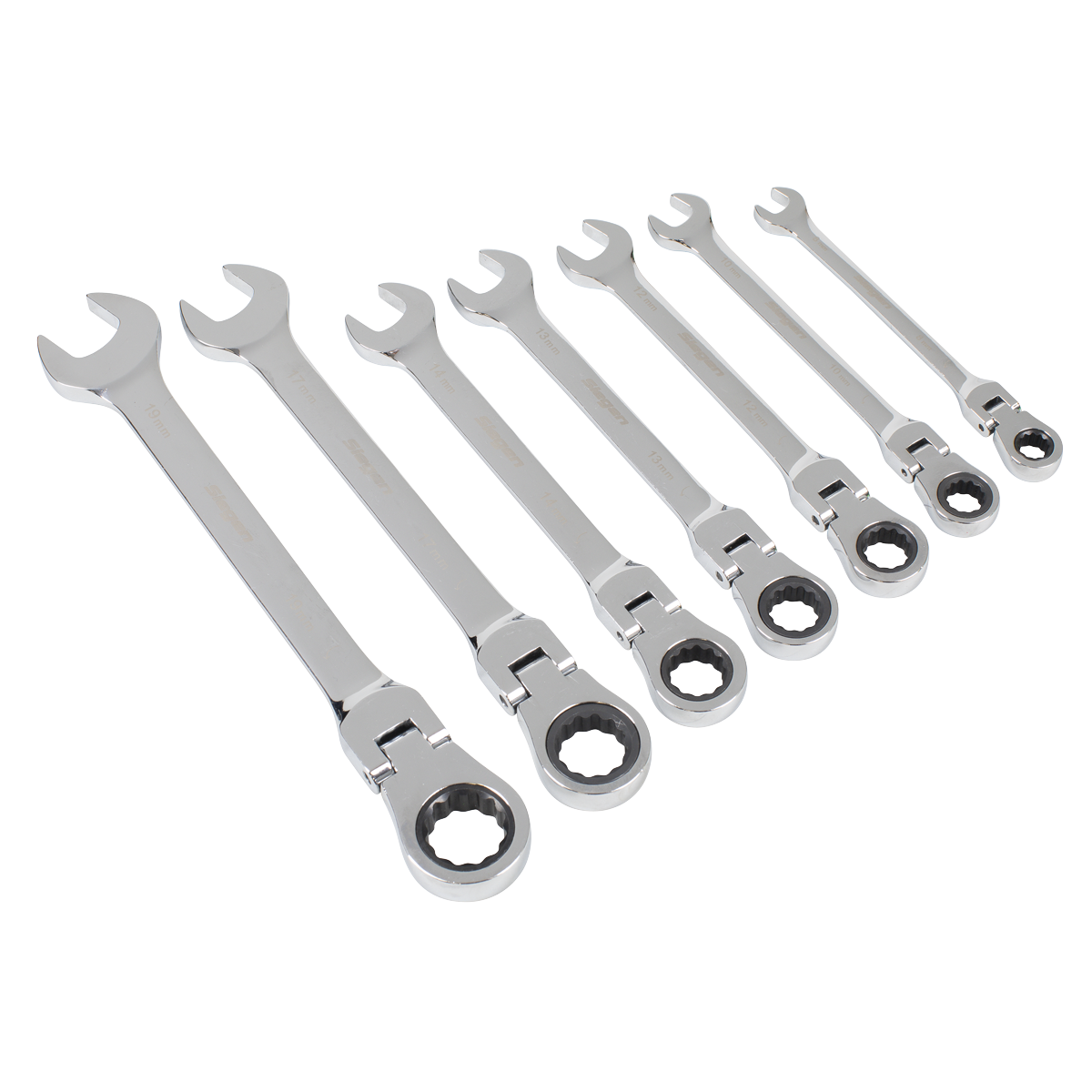 Sealey S01143 Flexi-Head Combination Ratchet Spanner Set 7pc - additional view 4