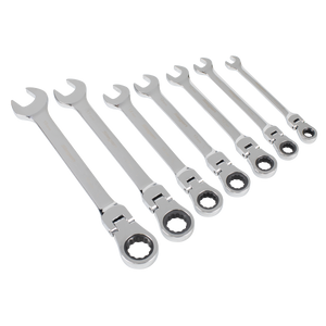 Sealey S01143 Flexi-Head Combination Ratchet Spanner Set 7pc - additional view 4