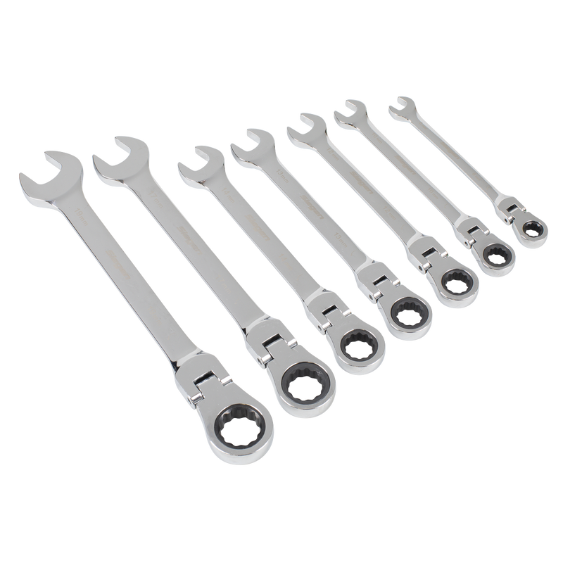 Sealey S01143 Flexi-Head Combination Ratchet Spanner Set 7pc - additional view 4