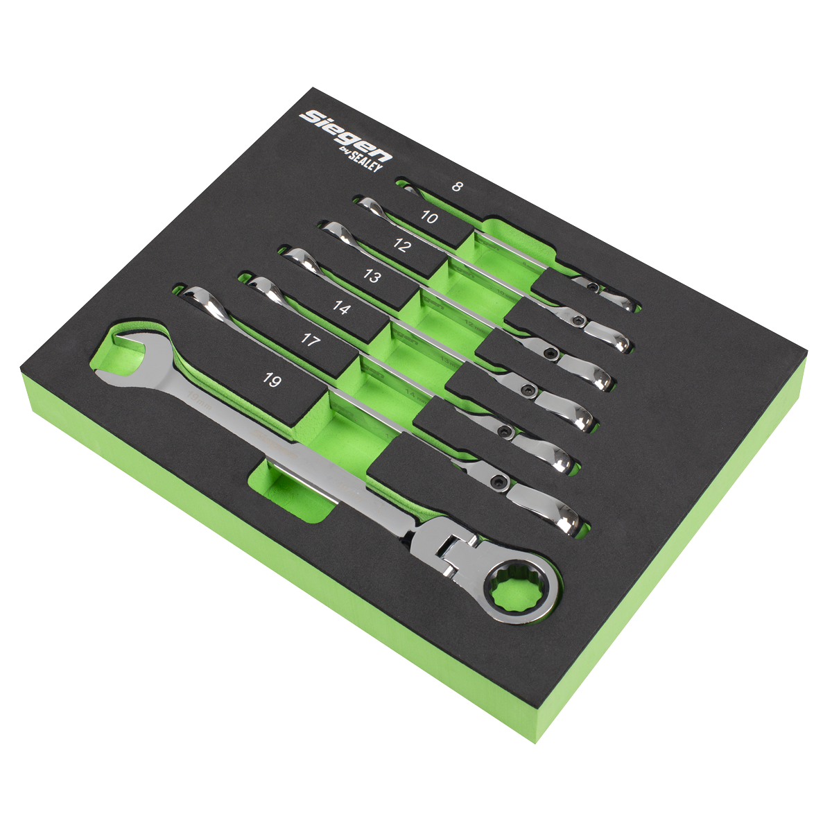 Sealey S01143 Flexi-Head Combination Ratchet Spanner Set 7pc - additional view 2