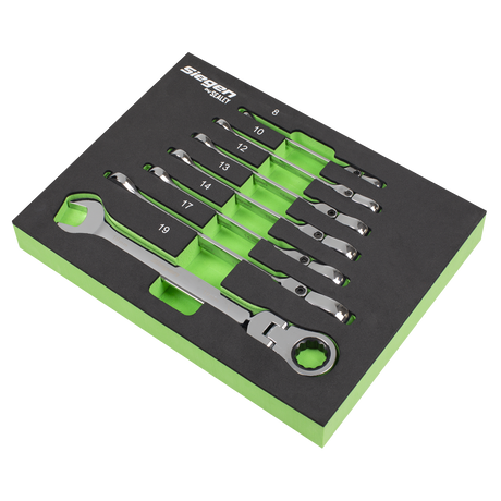 Sealey S01143 Flexi-Head Combination Ratchet Spanner Set 7pc - additional view 2