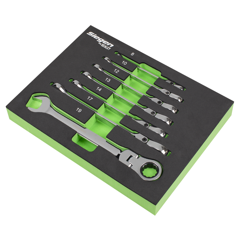 Sealey S01143 Flexi-Head Combination Ratchet Spanner Set 7pc - additional view 2