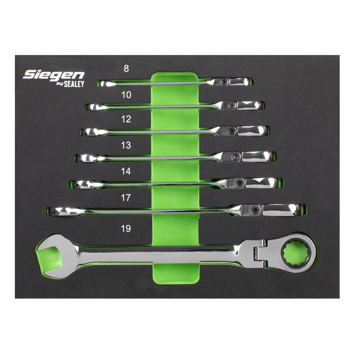 Sealey S01143 Flexi-Head Combination Ratchet Spanner Set 7pc - additional view 3
