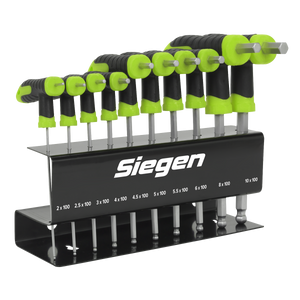 Sealey S01150 Siegen T-Handle Ball-End Hex Key Set 10pc