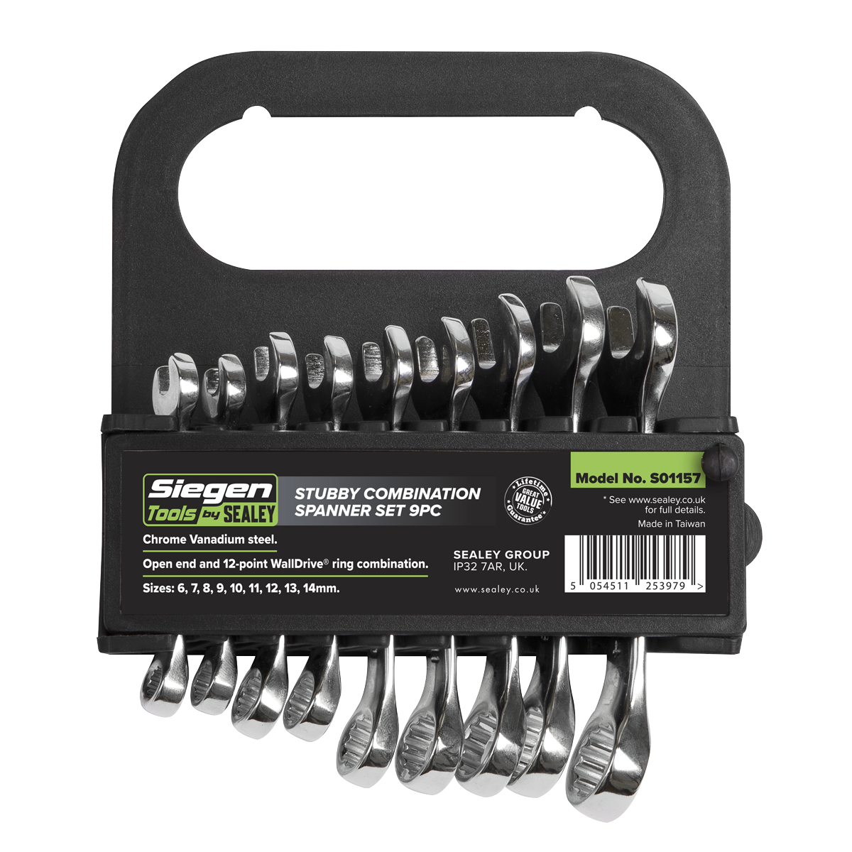 Sealey S01157 Siegen Stubby Combination Spanner Set 9pc - additional view 4